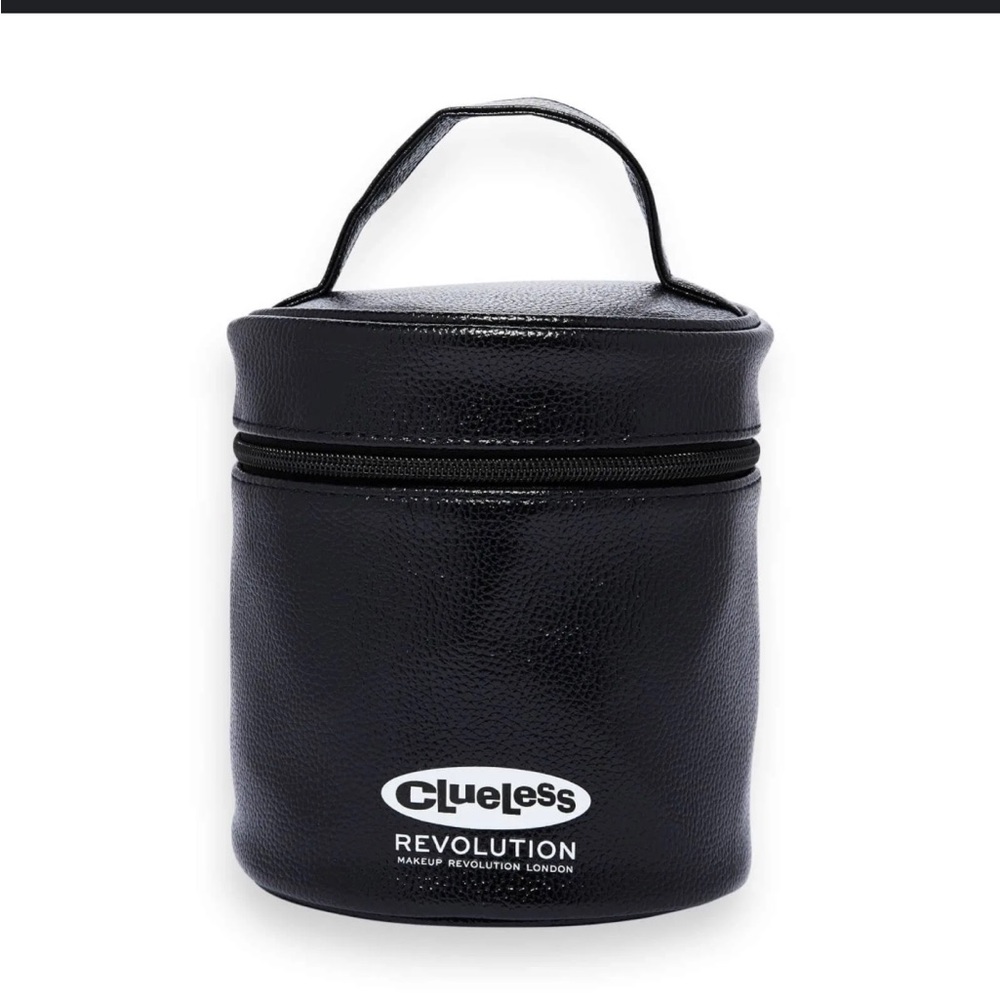 X CLUELESS REVOLUTION MAKEUP LONDON COSMETIC BAG BLACK W/TOP HANDLE ZIP FASTENER